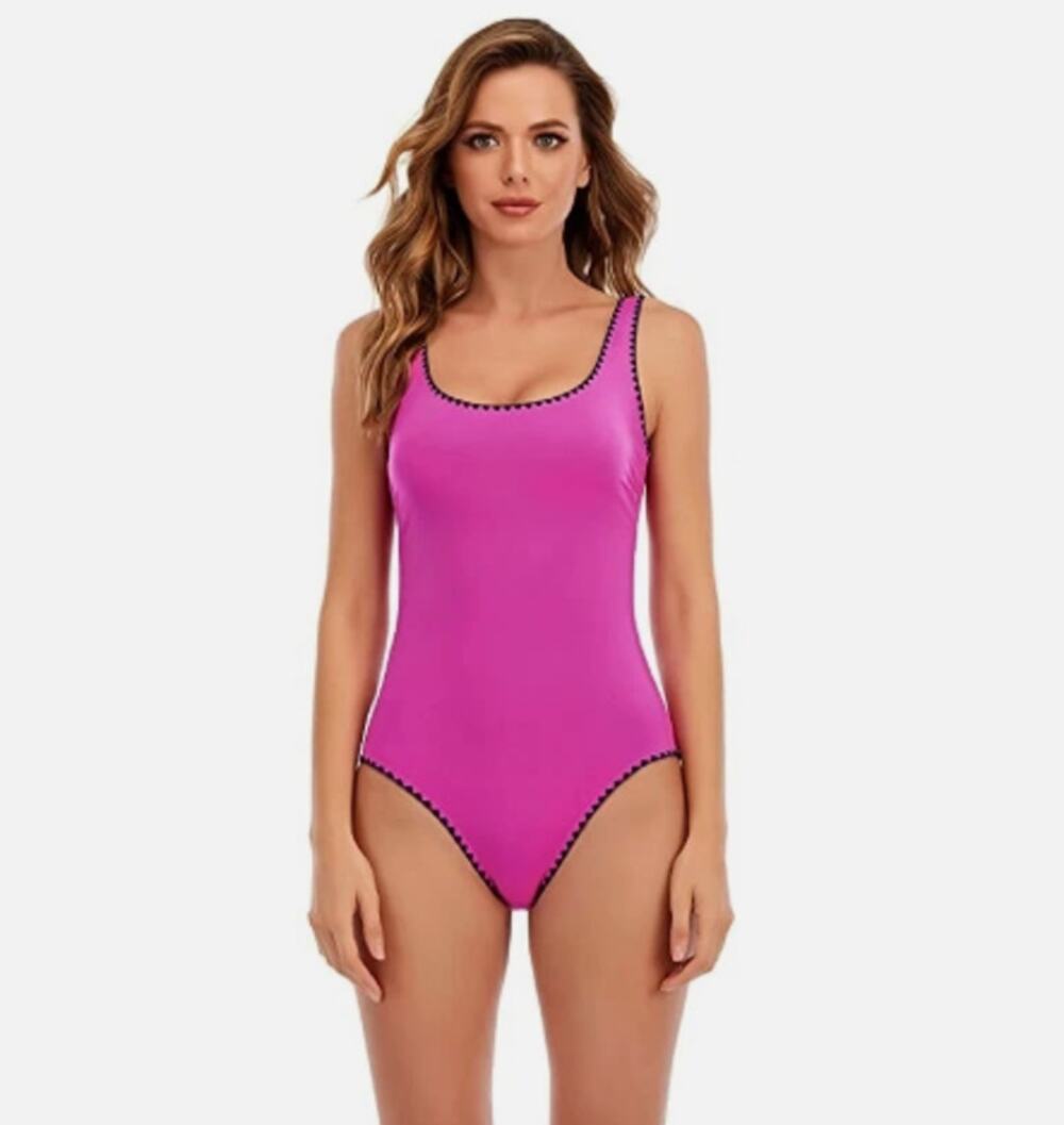 LUCKY BRAND Woman's Spring Shell Stitch One-Piece Swimsuit Medium Pink NWT